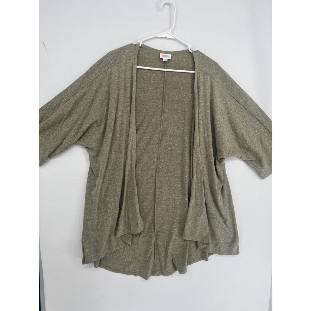LuLaRoe Lindsay Kimono Cardigan M Olive Green Heathered Open Front High Low 3280